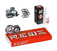Bones Super Reds Bearings, 8 Pack Set with Spacers, Speed Rings, and Speed Cream