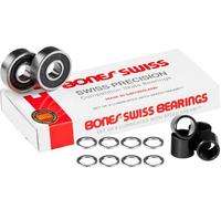 Bones Swiss Skateboard Bearings 8 Pack with Spacers & Washers Bundle
