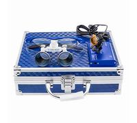 BONEW 3.5X Dental Binocular Loupes + 3W LED Headlight with Filter + Aluminum Box Blue