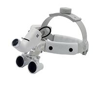 BONEW 5W LED Surgical Medical Headlight Headband 3.5X-420mm Magnification Binocular Loupes with Adjustable Lamp Adjustable Pupil Distance Brightness Head Circumference (Silver)