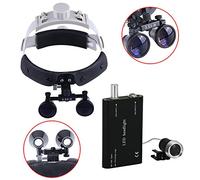 BoNew-Oral Black Binocular Loupes DY-108 3.5X-R Optical Glass + LED Head Light Band