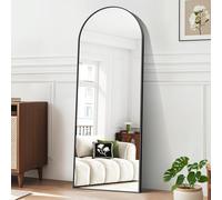 BONEWEI Arched Full Length Mirror, 165x60cm Full Body Free Standing Mirrors Black Aluminium Frame, Large Floor Mirror Standing Hanging or Leaning Against Wall for Bedroom Entry, Living Room