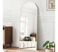 BONEWEI Arched Full Length Mirror, 165x60cm Full Body Free Standing Mirrors Gold Aluminium Frame, Large Floor Mirror Standing Hanging or Leaning Against Wall for Bedroom Entry, Living Room