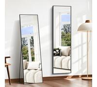 BONEWEI Full Length Mirror, 150x40cm Standing Mirrors Black Aluminum Frame, Rectangular Mirror Full Length, Floor Mirrors Standing Hanging or Leaning Against Wall for Bedroom Livingroom Dressingroom