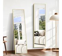 BONEWEI Full Length Mirror, 150x40cm Standing Mirrors Gold Aluminum Frame, Rectangular Mirror Full Length, Floor Mirrors Standing Hanging or Leaning Against Wall for Bedroom Livingroom Dressingroom