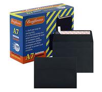 Bonfasvo 100 Pack A7 Black Invitation Envelopes 5.25 x 7.25 inches Self Seal 120GSM Kraft Paper Envelopes for Invitations Papers Photos Documents Wedding Baby Shower Easy to Seal