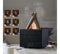 Bonfire Aroma Diffuser, 280ml Ultrasonic Cold Mist Humidifier, Autumn/Winter Home Bedroom Humidifier with 7-Color Flame Atmosphere Night Light, Timed & Remote Control, (Black)