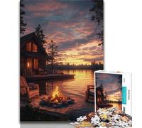 Bonfire by The River Jigsaw Puzzles for Teenagers 1000 Piece,Challenging Game And Family Play with Fully Interlocking Randomly Shaped Pieces (50x75cm)