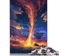 Bonfire in The Night Sky Jigsaw Puzzle for Adults 500 Pieces Wooden Jigsaws Puzzles Decompression Game Toy Puzzle Challenging Game 500pcs (52x38cm)