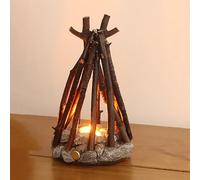 Bonfire Night Light, Rechargeable Campfire Lamp with Artificial Flame, Tabletop Tree Lamp for Coffee Table Home Decor M