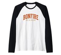Bonfire Season Retro Fall Aesthetic Orange Autumn Camp Raglan Baseball Tee