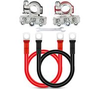 BONFQERT Car Battery Terminals Connectors - 2pcs 12V Automotive Top Post Car 3 Way Battery Wire Cable Terminals, 5 AWG Automotive Wire Set with Terminals(0.39" Ring, Length:20")