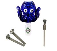 Bong Glass Head 14,5 mm Cut Octopus 3 Piece Set - Plug Head Chillum Adapter Bong Accessories Head Head Attachment Bowl