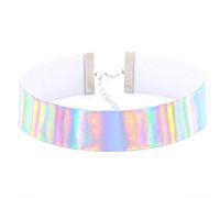 Bongles Multicolor Holographic Hologram PU Large O Shape Ring Neckband Choker Necklace