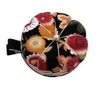 Bongles Pin Cushion Bracelet - Black Floral Pattern - Cotton with Polyester Padding - Sewing Accessory