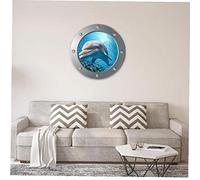 Bongles Porpoise Wall Decal Dolphin Porthole 3d Wall Sticker Peel and Stick Decor for Baby Room Bedroom Living Room