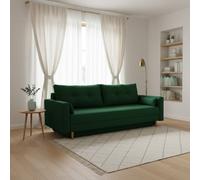 Bongo 3 Seater Sofa Bed With Storage Upholstered Fabric Sleeper Sofa Wooden Legs 220Cm Wide Multiple Colours Green