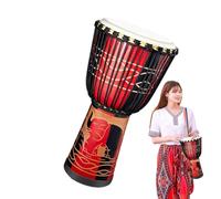 Bongo Drum 8-Inch African Inspired Multi-Colored Hand-Carved Drum