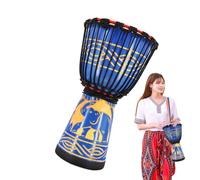 Bongo Drum 8-Inch African Inspired Multi-Colored Hand-Carved Drum