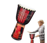 Bongo Drum, 8-Inch Hand-Carved Percussion, African-Inspired Wooden Drum, Multi-Colored Musical Instrument, for Performances, Drums Circles and Home Decoration, Blue Red