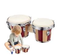 Bongo Drum Set - 7 inches Solid Wood Goatskin Hand Percussion | 6 Inch 7 Inch Bongos | Educational Rhythm Instrument With Tuning Wrench For Kids Adults Music Practice