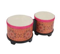 Bongo Drum Set Concise 5 Inch 6 Inch for Kids Adults, Animal Skin Hand Percussion with Rubber, Plastic, Beech Wood (Orange Texture)