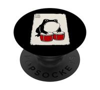 Bongo Drums Grumpy Frog Funny Kawaii Japanese PopSockets Adhesive PopGrip