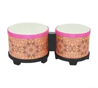 Bongo Drums Percussion Instrument with Underwater Pattern, Folk and World Drum for Music Education, Rhythm Training and Beginner Percussion, Portable Hand(Orange texture)
