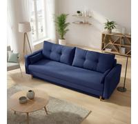 Bongo Upholstered Sofa Bed Hr Foam Bonnell Springs Wooden Legs Bedding Storage Living Room 220X94X86Cm Blue