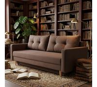 Bongo Upholstered Sofa Bed Hr Foam Bonnell Springs Wooden Legs Bedding Storage Living Room 220X94X86Cm Brown