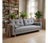 Bongo Upholstered Sofa Bed Hr Foam Bonnell Springs Wooden Legs Bedding Storage Living Room 220X94X86Cm Light Grey