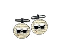 Bongos Cufflinks for Men - Percussionist Gift for Latin Jazz & Hand Drum Players - Sheet Music Score Design - Groomsmen, Secret Santa & Unique Accessory