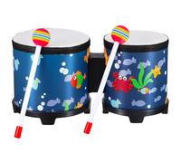 Bongos Drum Wooden Hand Drum with Underwater World Patterns