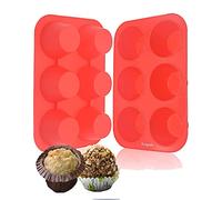 Bongpuda Silicone Muffin Tray Cupcake Set,6 Cups Nonstick Muffin Baking Pan Set of 2, Silicone Muffin Pan Bakeware for Oven Baking,Moulds,Non Stick Coating