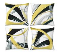 Bonhause Black Gold Cushion Covers 45 x 45 cm Modern Abstract Boho Decorative Throw Pillow Covers Soft Velvet Pillowcases for Sofa Couch Bed Home Living Room Patio Decor Set of 4