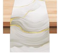 Bonhause Table Runner Marble Grey Gold Table Runner Modern Abstract Art Kitchen Dining Table Decoration for Indoor Outdoor Holiday Party Washable Home Decor Table Cloth (33 x 183 cm)