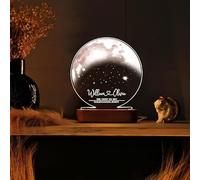 bonibom Personalized Moon Phase LED Night Light - Custom Star Map Acrylic Lamp with Names & Date - Romantic Lunar Light for Couples, Anniversary, Wedding, Valentine’s Day - USB-Powered Home Décor