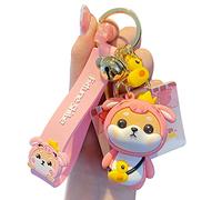 BONICI Cute Kawaii Creative 12 Zodiac Theme Lucky Animals Shiba Inu Pendant Keychain Key-Chain, Keyring Lover Valentine Gift Pendant for Handbag Tote Purse Backpack Bag Car Key Wrist Strap -Piggy