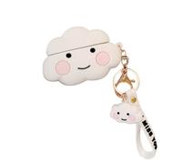 BONICI Protective Case Compatible with Beats Studio Buds, Creative Smiling Face White Happy Cloud Soft Silicone Cover Case Earbud Earphone Wireless Charging Case +Lucky Cloud Pendant Keychain