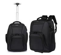 Boniffyy 35L Carry On Travel Backpack with Wheels, Large Capacity Wheeled Backpack with Password Lock, Durable Quiet Wheels Hidden Straps for Travel Or Business Black