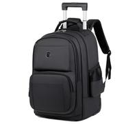 Boniffyy Suitcase Large Travel Rucksack Rolling Backpack with Wheels Laptop Compartment Trolley Carry On Luggage Bags Wheeled Holdall Waterproof for Business College，Black