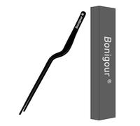 Bonigour 8 Inch Precision Offset Tweezers, Kitchen Culinary Stainless Steel Tongs, Curved Kitchen Cooking Multi-Function Chef Precision Tweezer Tongs for Plating, Food Decorating and ect (Black)