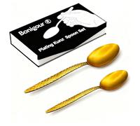 Bonigour Chef Kunz Spoons - 18/10 Stainless Steel Professional Set for Basting, Plating, Quenelle, Serving, Sauces | Culinary Plating Tools with Non-Slip Grip (Gold)