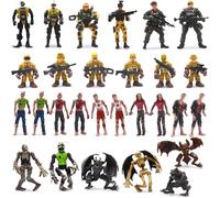 Bonikita Army Men Action Figures Playset, 30 PCS Soldiers Zombies Monsters Action Figures with Weapons Gear Equipment Accessories - 4 Inches Military Toy for Boys Ages 6 7 8 9 10 11 12 Years Old
