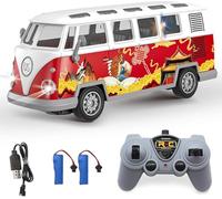 Bonikita Remote Control Bus 1962 Volkswagen Classic Decal Vintage Bus Model, 2.4G RC Car Toy Set with Sound and Light for 3-10 Year Old Boy and Girl Gift