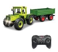 Bonikita Remote Control Tractor toy with Trailer, Automatic Lifting Function, LED Lights & 2 Rechargeable Batteries, Toy for Kids Aged 3+