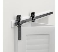 BONIKLUBA 2.5FT/76CM Bi-Folding Sliding Barn Door Hardware Track Kit for Double 35cm Wide Bifold Doors, Side Mounted Black Roller Hanger