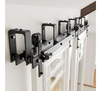 BONIKLUBA 9FT/274CM Double Track Bypass Sliding Barn Door Hardware Kit for 2 Doors, Rail Slide Smoothly Quietly