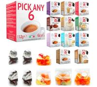 Bonini Coffee, Tea and Chocolate Pods, Dolce Gusto Compatible Pods. Pick Any 6 from 20+ Flavours Inc. Espresso Decaf, Cappuccino, Hot Chocolate, Caffe Latte, Hazelnut, Caramel, Irish and More