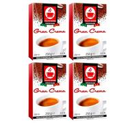 Bonini Gran Crema Ground Coffee - 4 x 250g Packs (1KG Total) - Italian Rich Espresso Blend with Cocoa & Hazelnut Notes